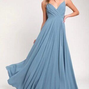 NWT Lulu's All About Love Slate Blue Maxi Dress XXS